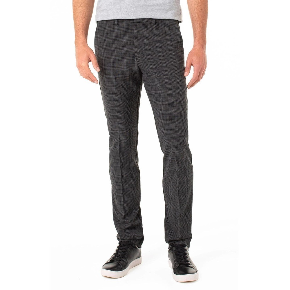 Liverpool Size 40x30 Gray Saville Slim Fit Plaid Knit Pants